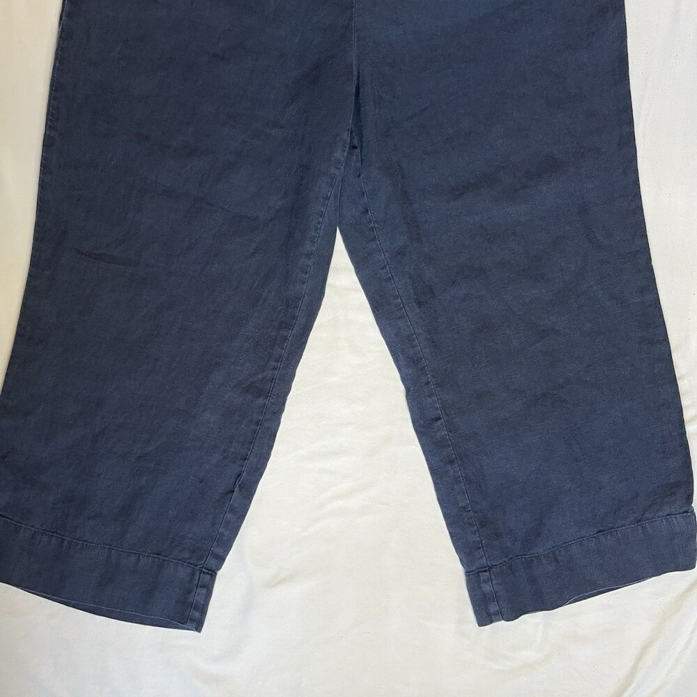 J.Jill Love Linen Navy Blue Wide Leg Elastic Waist Pants Women Large L Missy - Picture 10 of 12
